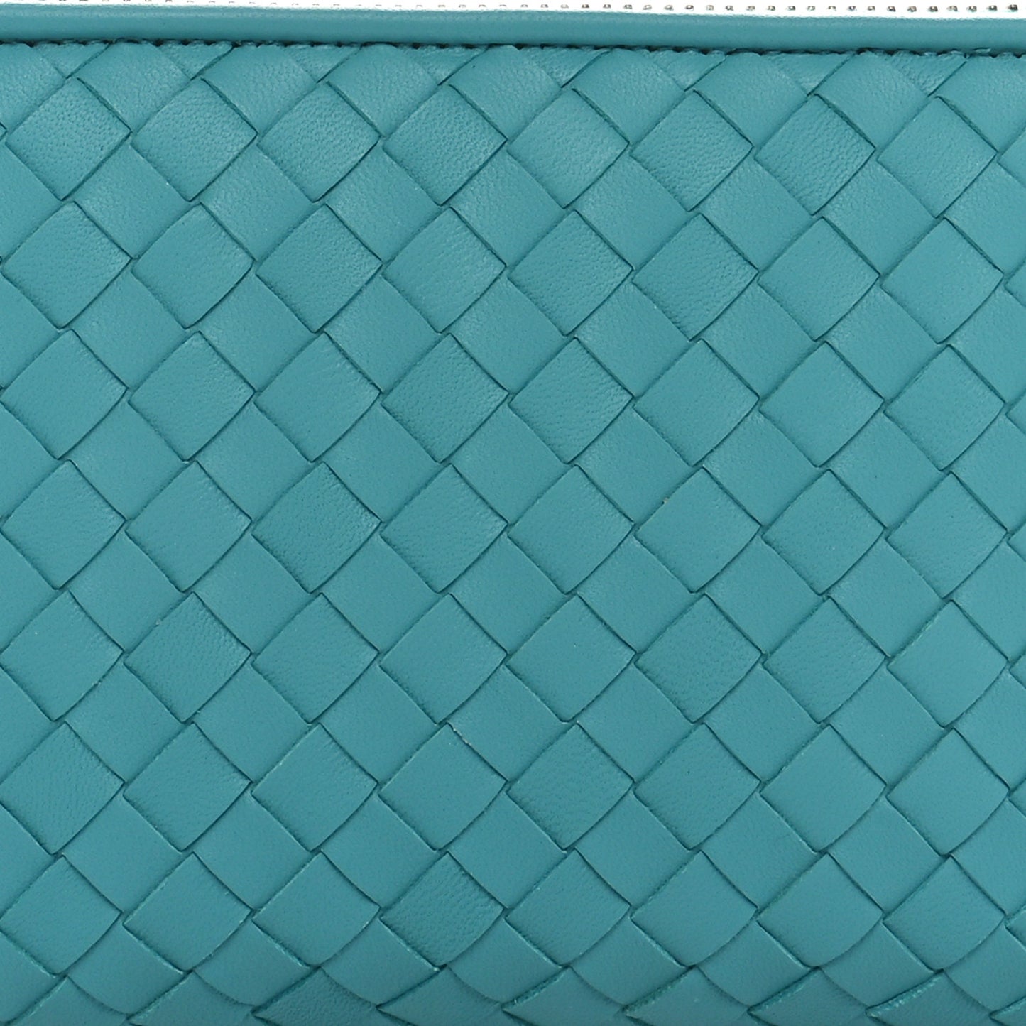 Nappa Intrecciato Zip Around Wallet Aqua