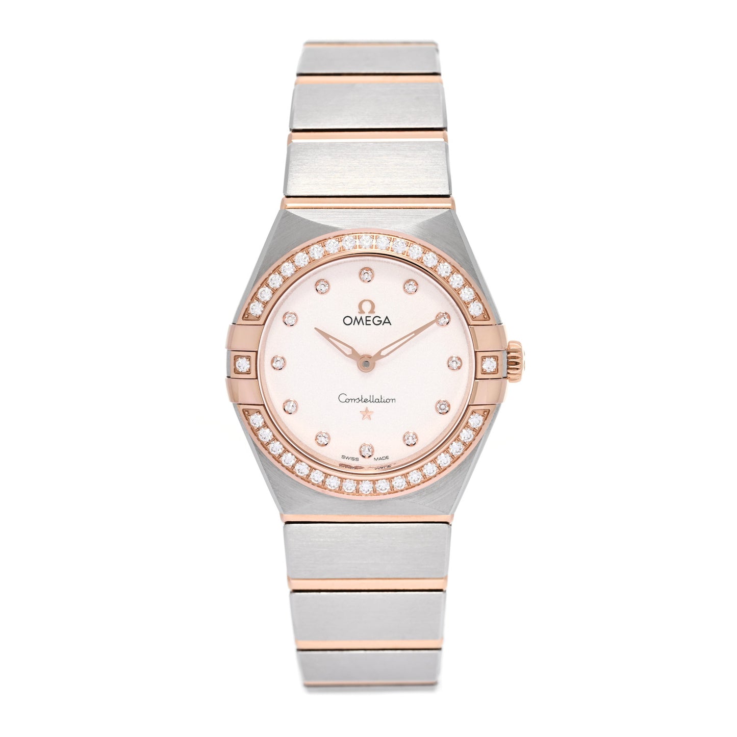 Stainless Steel 18K Yellow Gold Diamond Bezel Mother of Pearl 28mm Constellation Quartz Watch 131.25.28.60.55.002