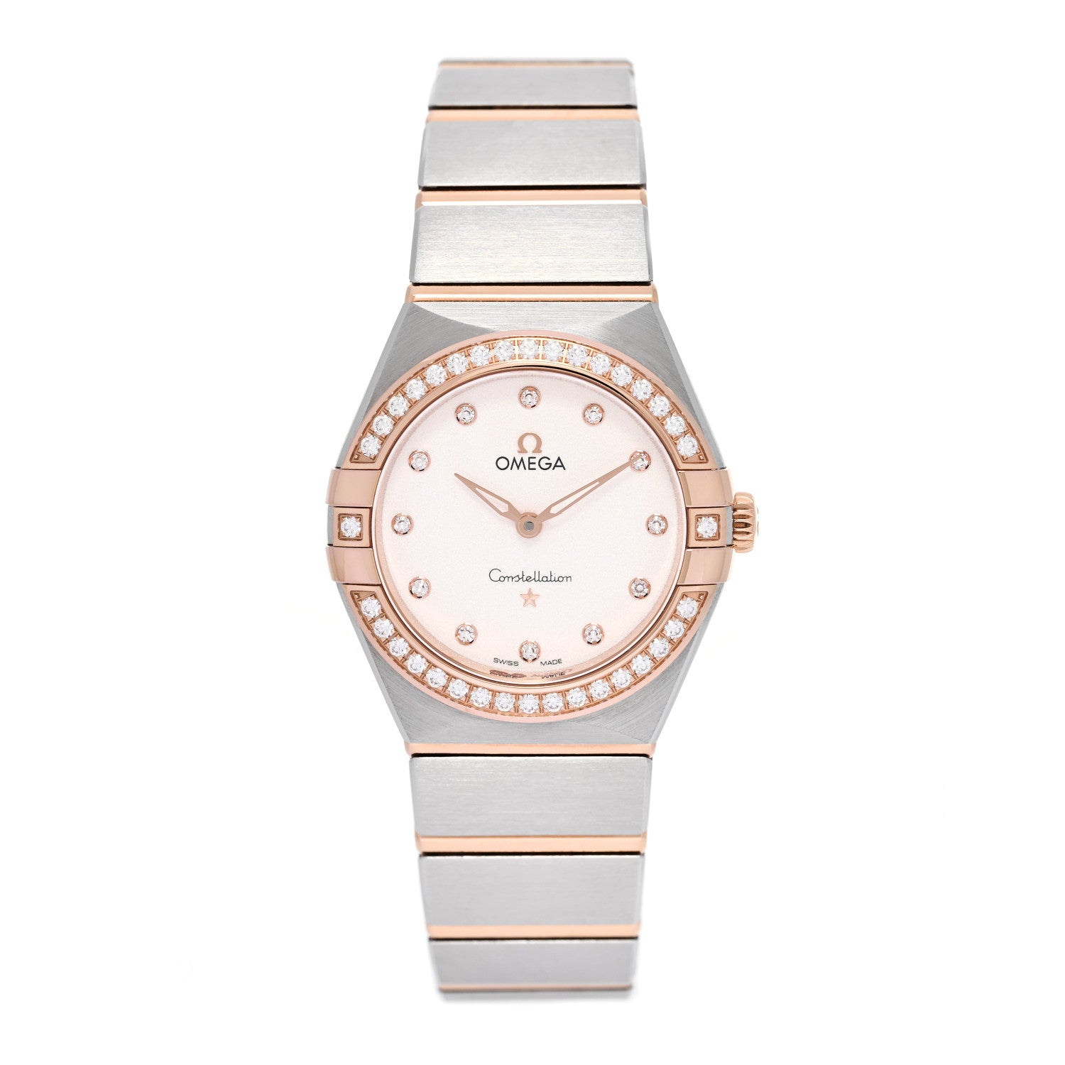 Omega Stainless Steel 18K Yellow Gold Diamond Bezel Mother of Pearl 28mm Constellation Quartz Watch 131.25.28.60.55.002 1 of 5