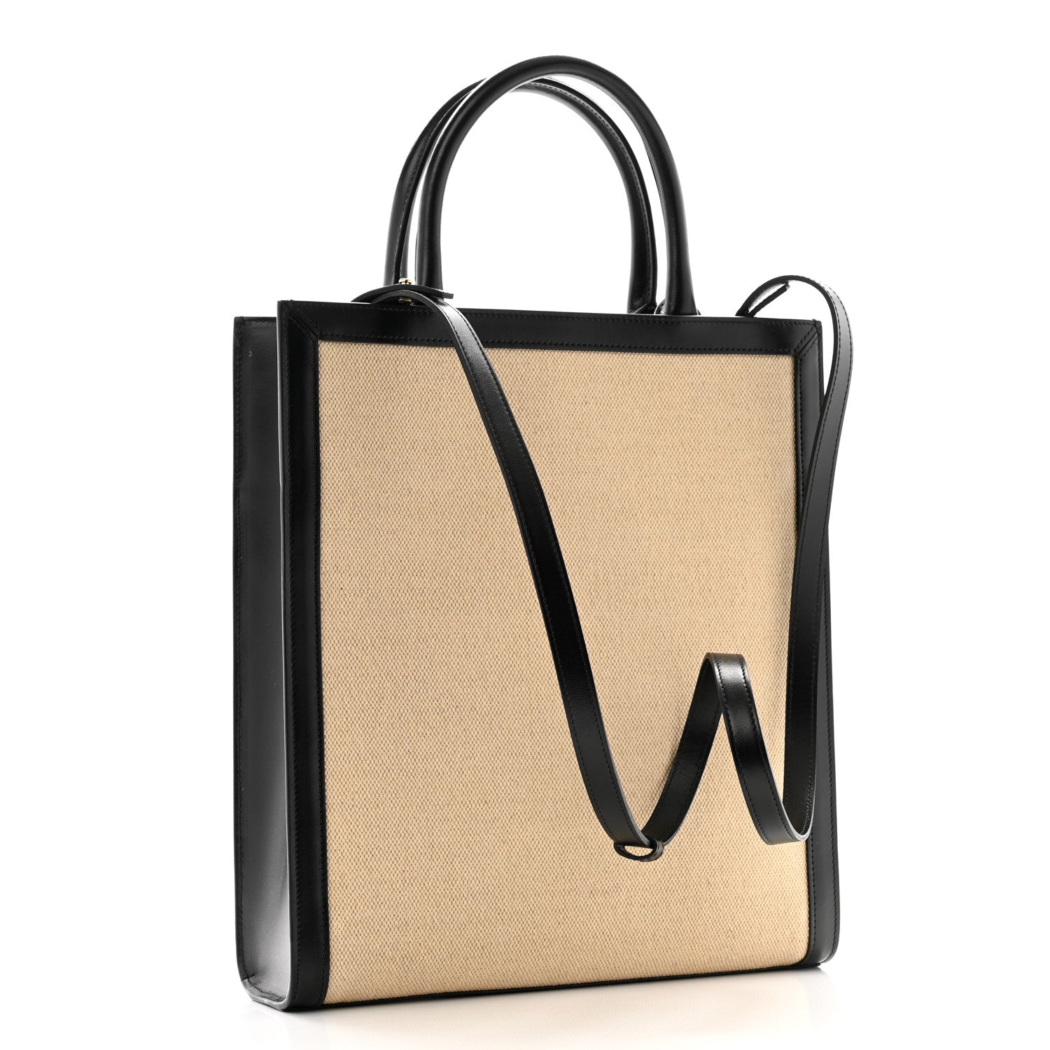 Celine Canvas Calfskin Small Vertical Cabas Vanilla Black 3 of 12