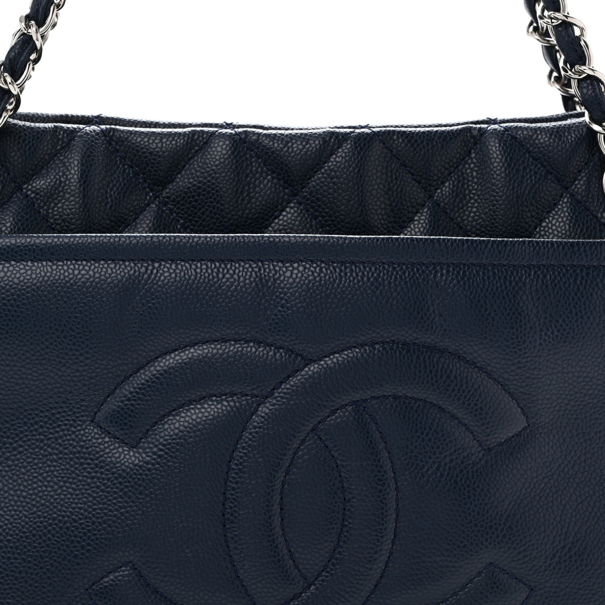 Chanel Caviar Timeless CC Soft Tote Navy Blue 8 of 13