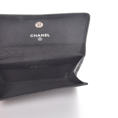 Chanel Goatskin Embossed Camellia Flap Card Holder Black 5 of 9