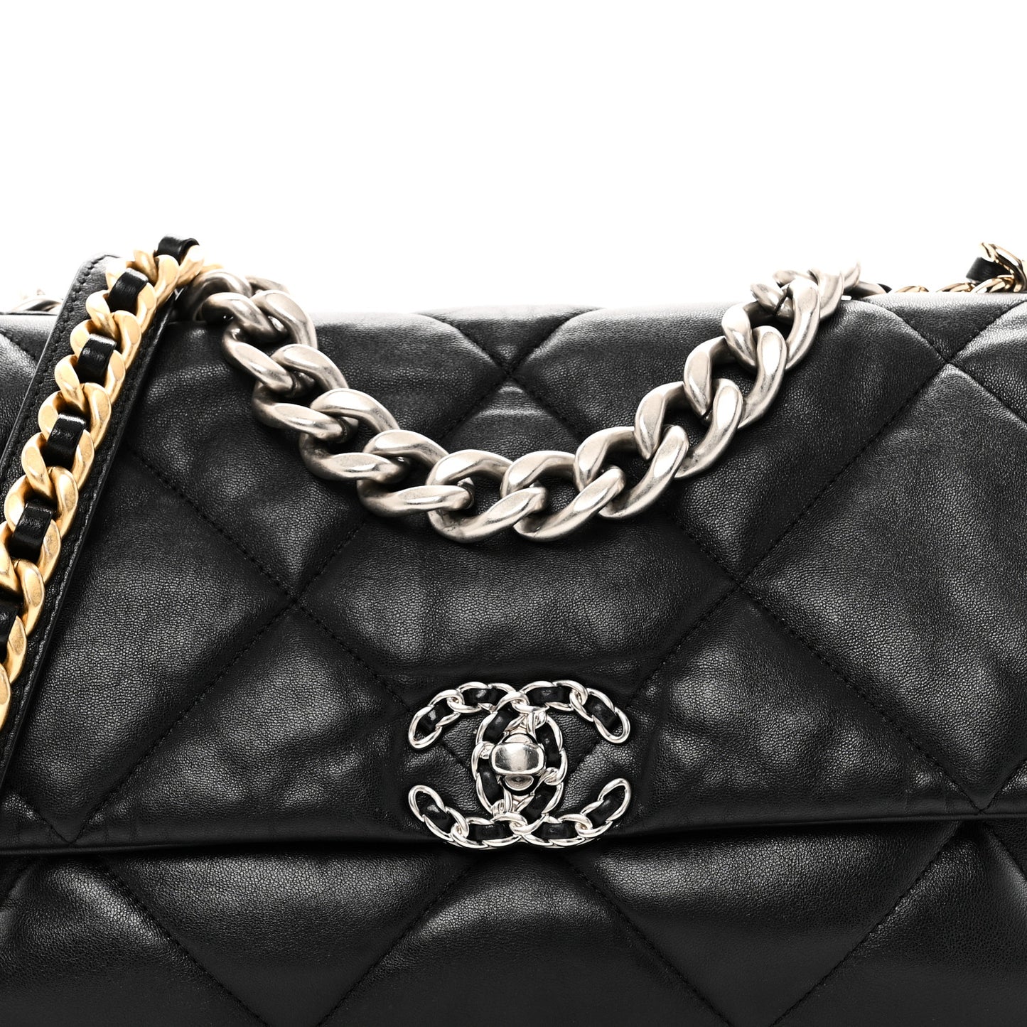 Lambskin Quilted Large Chanel 19 Flap Black