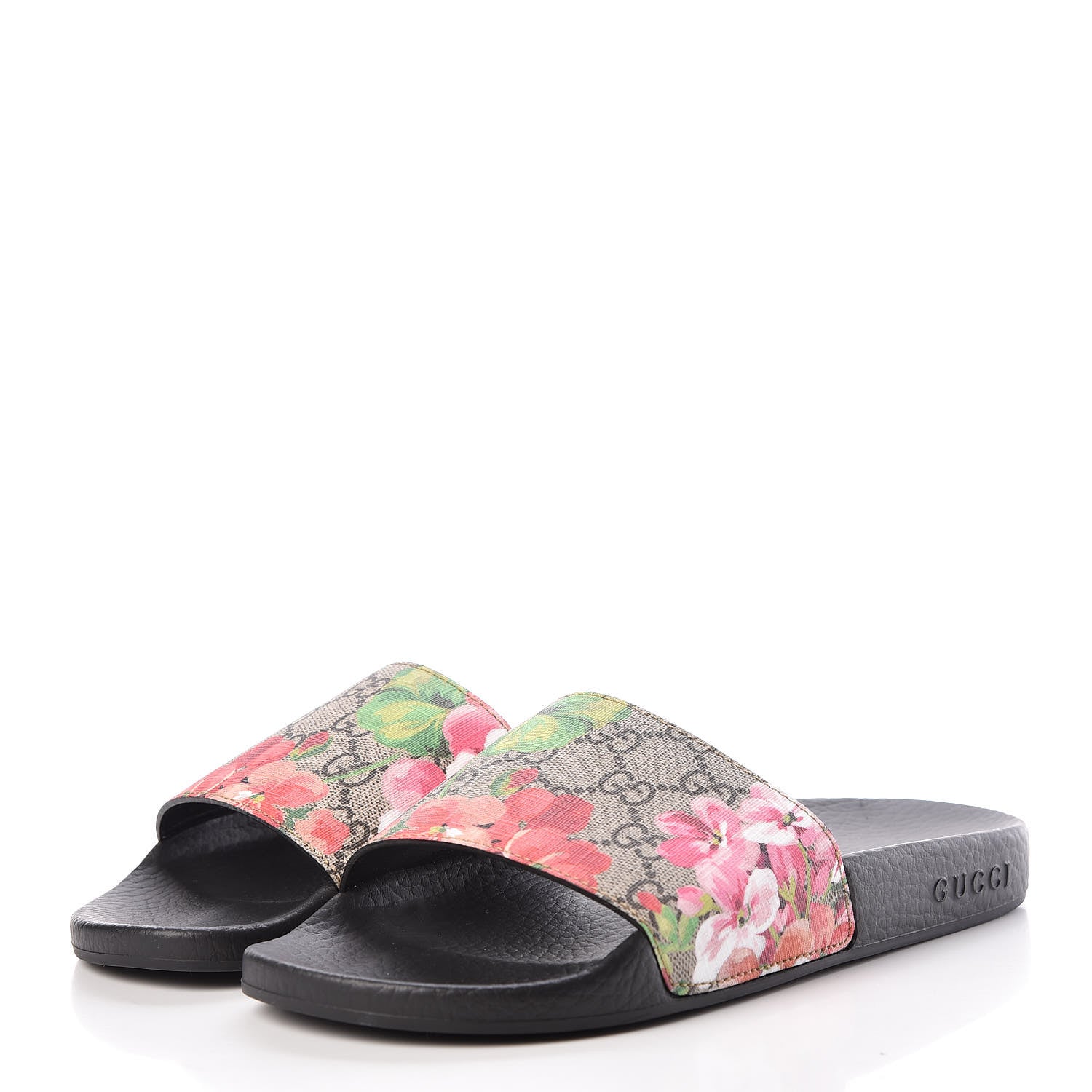 Gucci GG Supreme Monogram Blooms Slide Sandals 38 Beige Multicolor 4 of 7