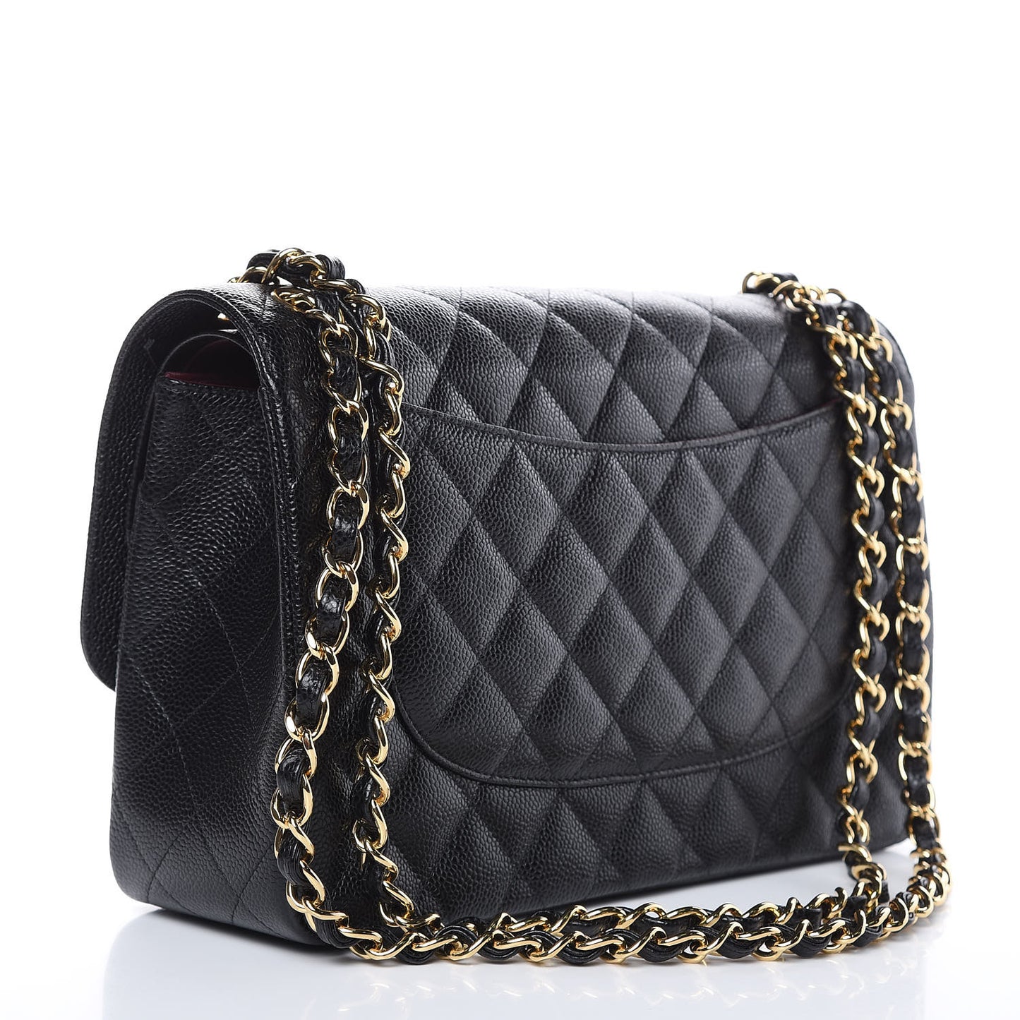 Caviar Quilted Jumbo Double Flap Black