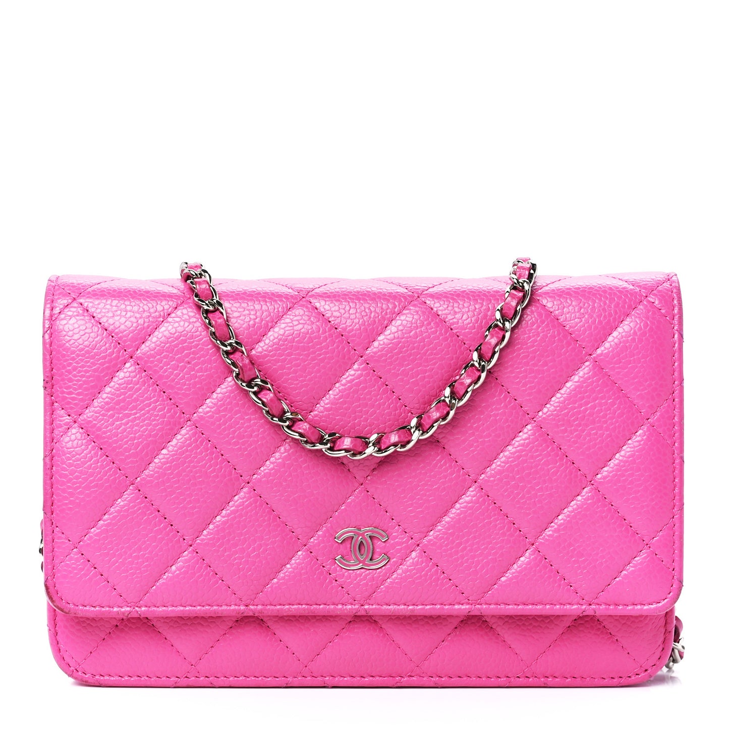 Caviar Quilted Wallet on Chain WOC Pink