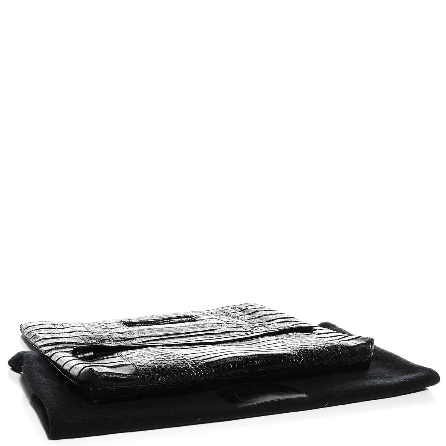 Crocodile Envelope Convertible Clutch Black