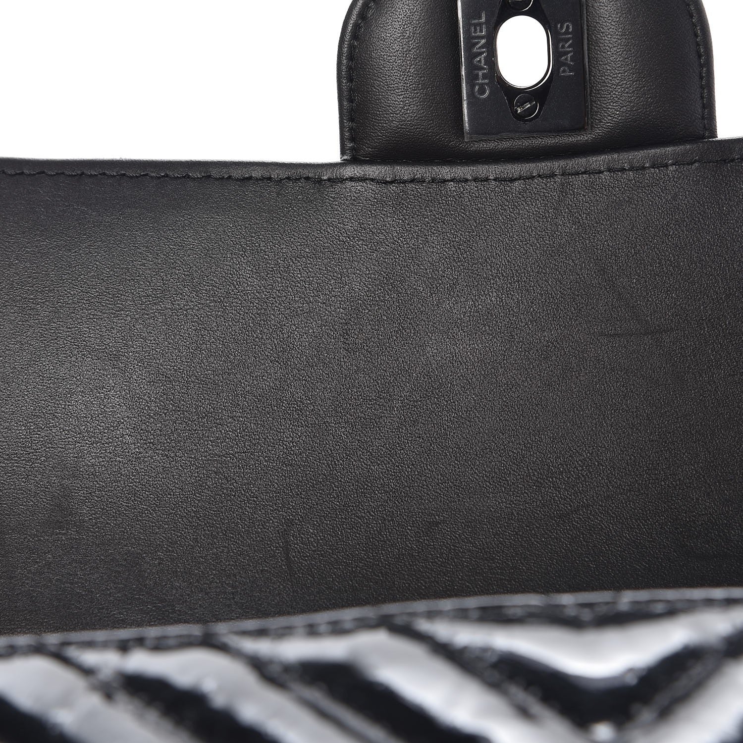 Chanel Patent Metallic Crumpled Calfskin Chevron Quilted Mini Rectangular Flap So Black 8 of 11