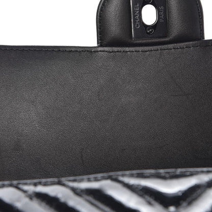 Chanel Patent Metallic Crumpled Calfskin Chevron Quilted Mini Rectangular Flap So Black 8 of 11