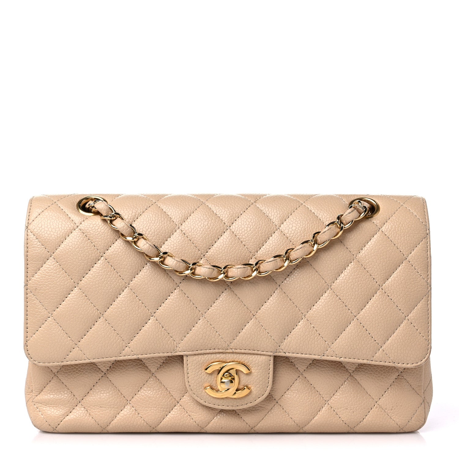 Chanel Caviar Quilted Medium Double Flap Beige 1 of 22