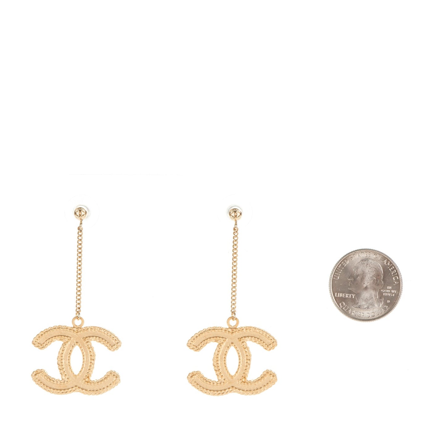 CC Drop Earrings Matte Gold