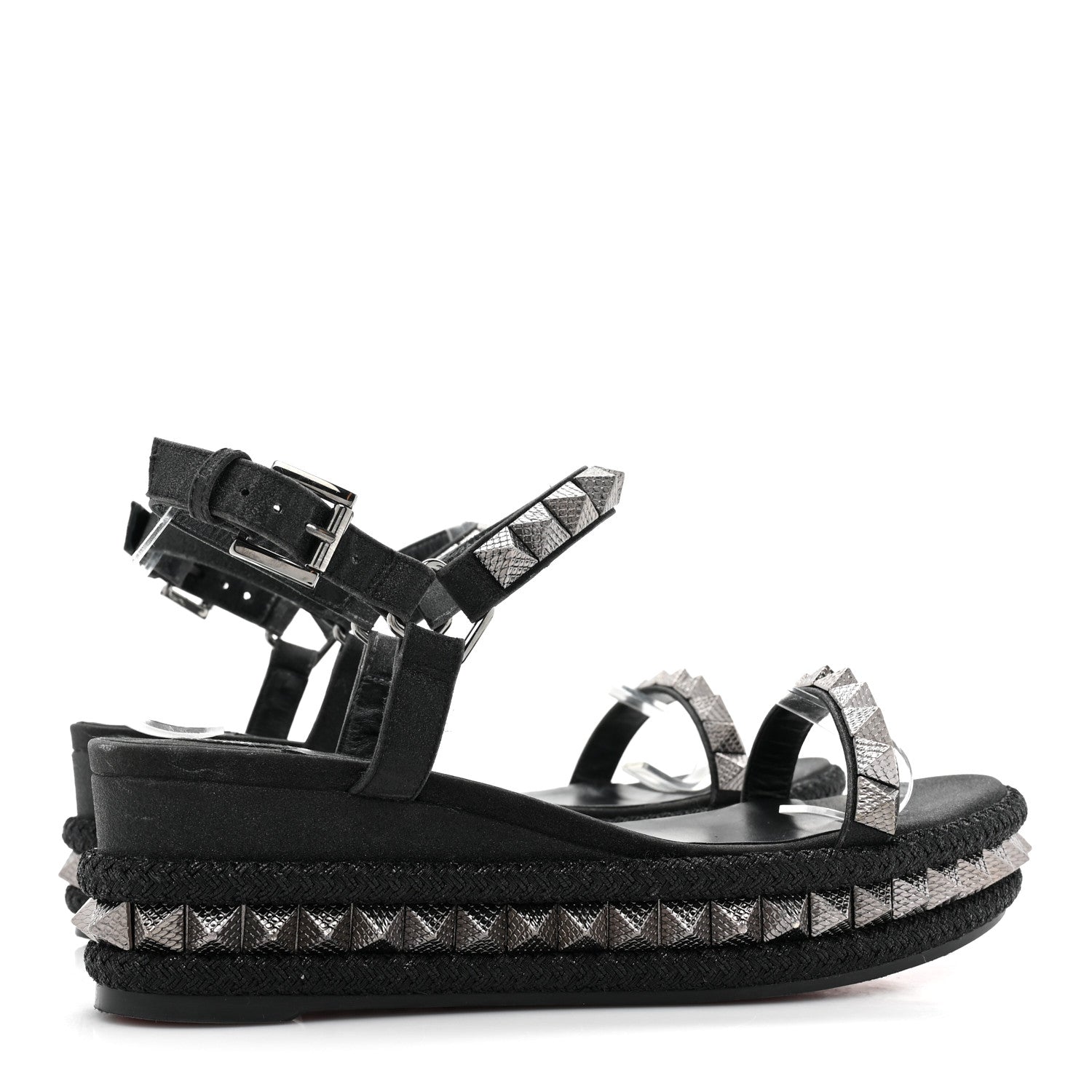 Christian Louboutin Nappa Mica Pyraclou 60 Platform Sandals 37 Version Black 4 of 14