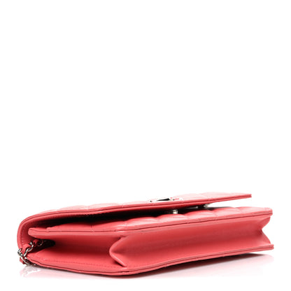 Chanel Lambskin Quilted Wallet On Chain WOC Pink 4 of 11