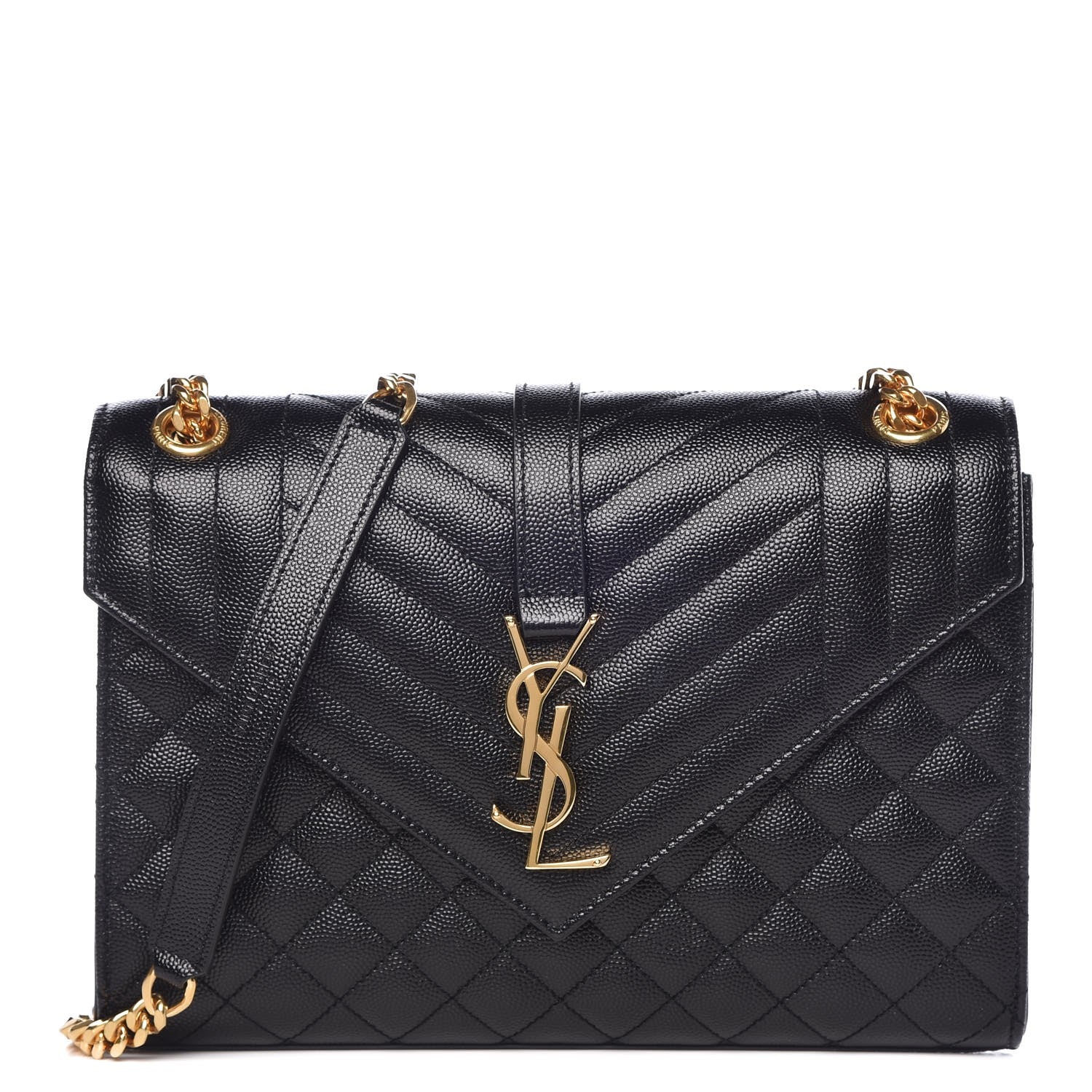 Saint Laurent Grain De Poudre Textured Mixed Matelasse Triquilt Medium Monogram Satchel Black 1 of 8