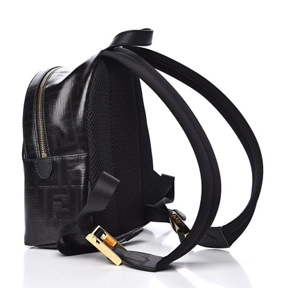 Fendi X FILA Glazed Fabric Vitello Century FF 1974 Mania Mini Backpack Black White 3 of 10