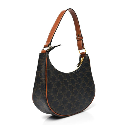 Celine Triomphe Canvas Calfskin Ava Shoulder Bag Tan 3 of 11