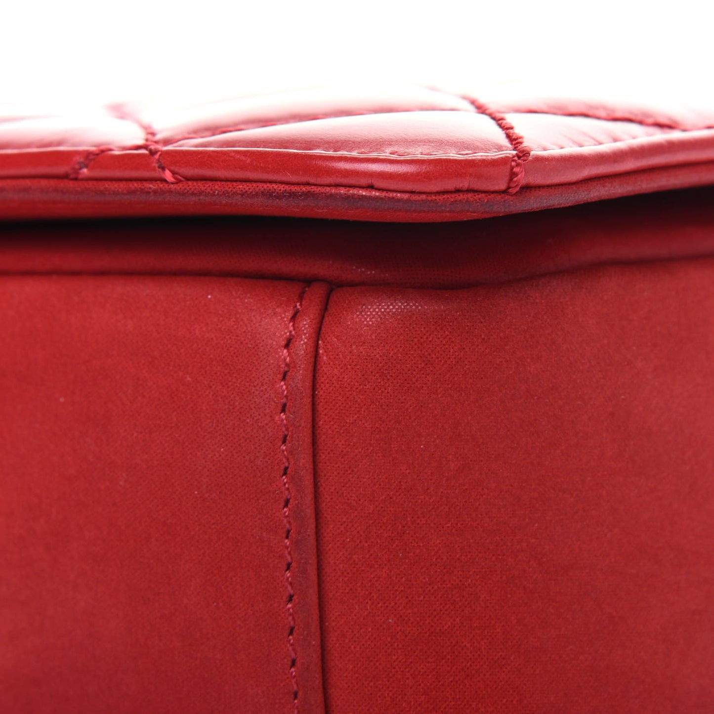 Glazed Calfskin Quilted Small Day Trip Flap Red