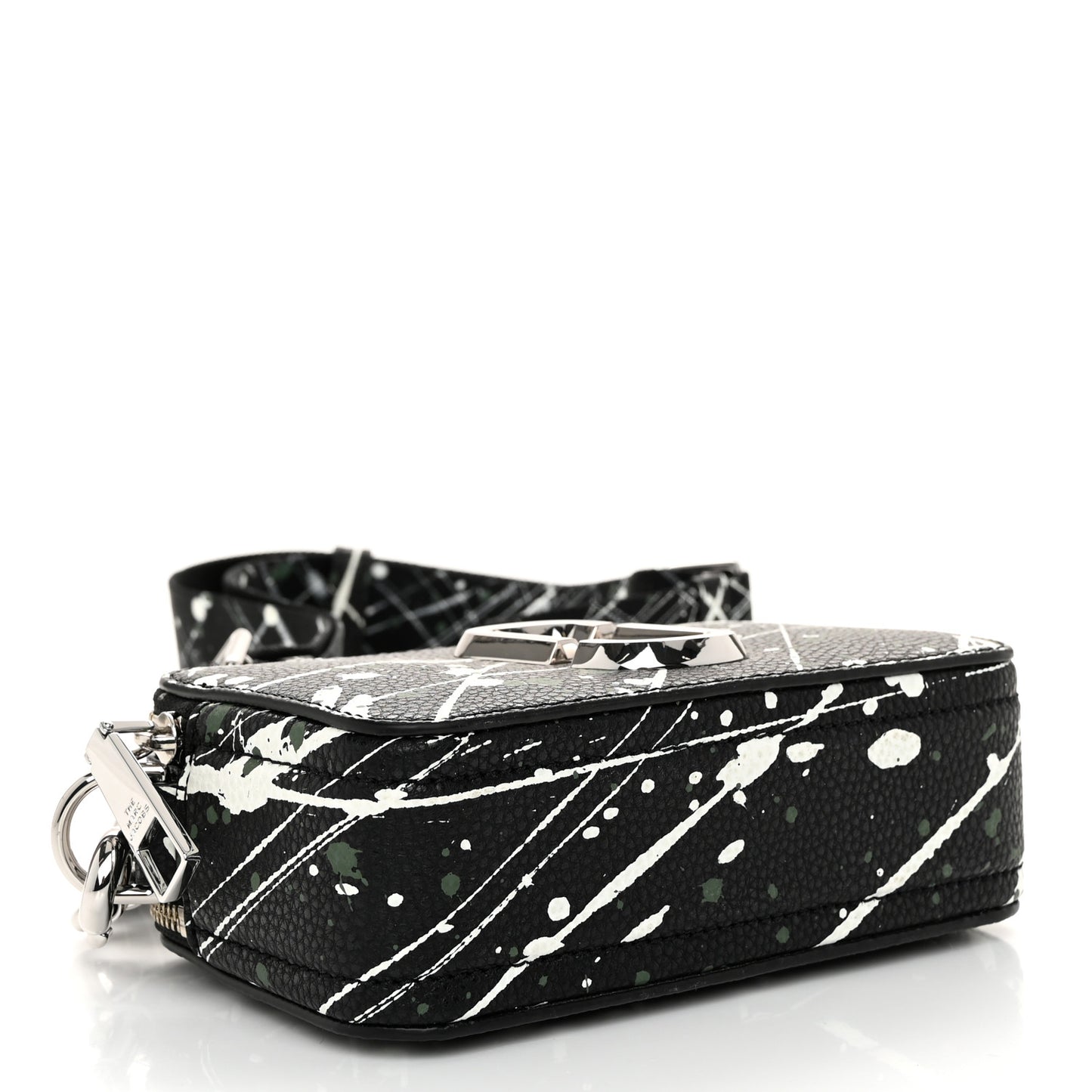 Calfskin Paint Splatter Small Snapshot Camera Bag Black Multi