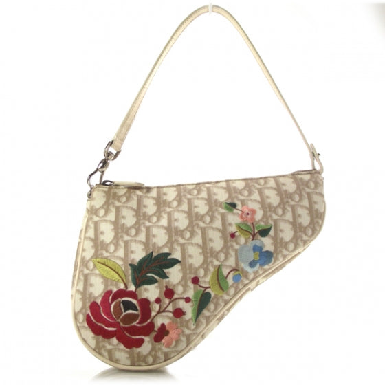 Christian Dior Monogram Vintage Flowers Mini Saddle Bag Beige 1 of 8