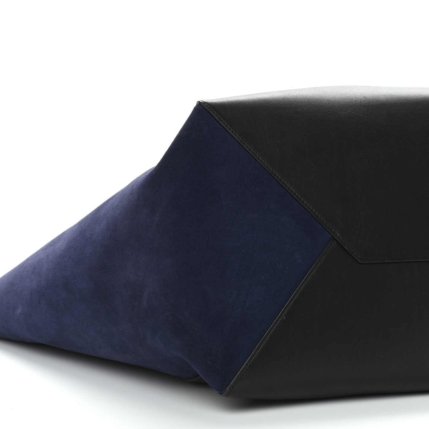 Smooth Calfskin Suede Large Phantom Luggage Bi-Cabas Black Navy