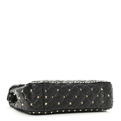 Valentino Garavani Lambskin VLTN Print Medium Rockstud Spike Shoulder Bag Black 4 of 10