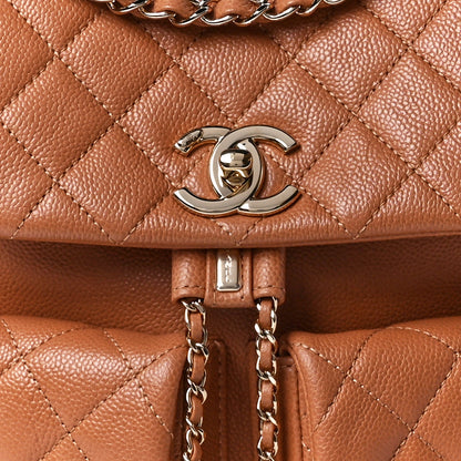 Chanel Shiny Caviar Quilted Medium Duma Pockets Drawstring Backpack Dark Beige 9 of 12