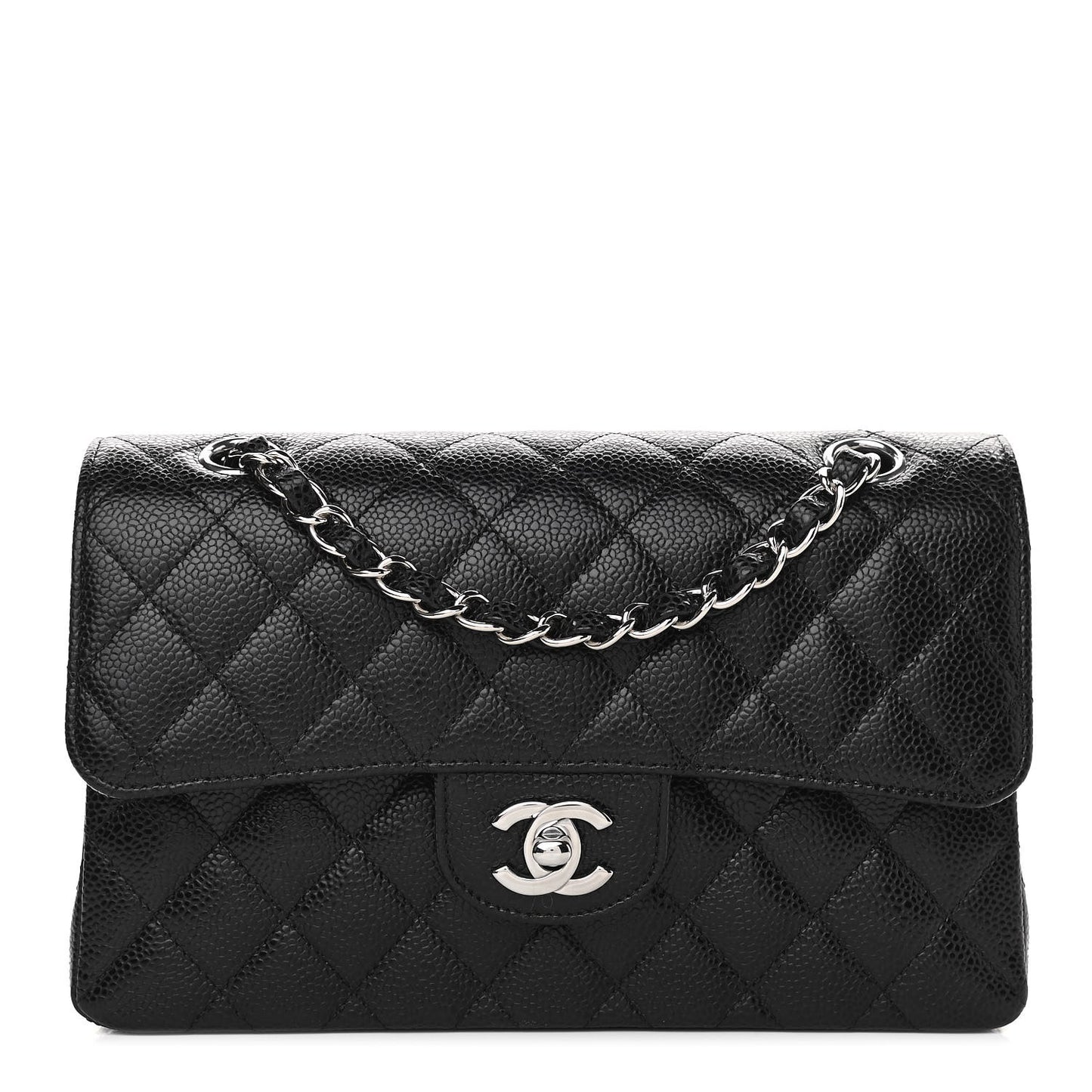 Caviar Quilted Small Double Flap Black