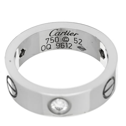 Cartier 18K White Gold 3 Diamond 5.5mm LOVE Ring 52 6 4 of 4