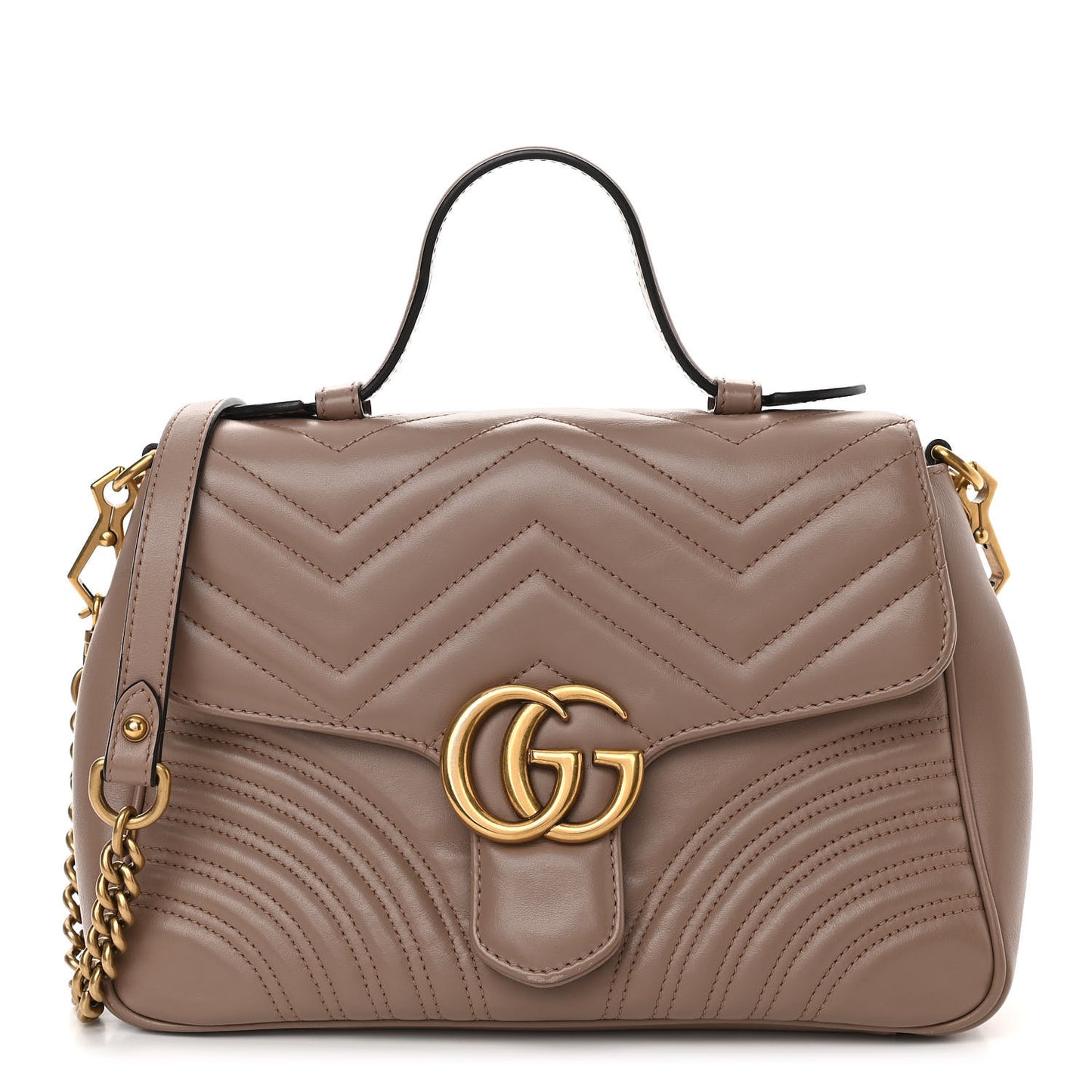 Calfskin Matelasse Small GG Marmont Top Handle Shoulder Bag Porcelain Rose