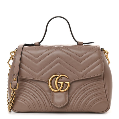 Gucci Calfskin Matelasse Small GG Marmont Top Handle Shoulder Bag Porcelain Rose 1 of 13