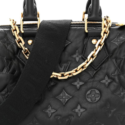Louis Vuitton Lambskin Embossed Monogram Speedy 22 Bandouliere Black 7 of 9