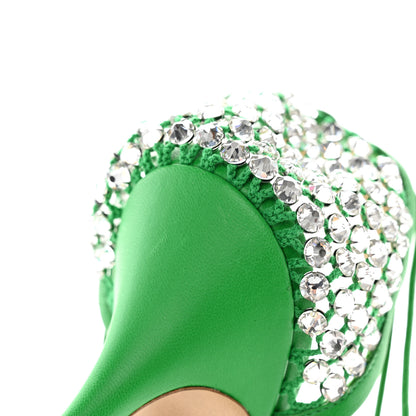 Bottega Veneta Mesh Nappa Crystal Embellished Sparkle Stretch Ankle Tie Sandals 41 Parakeet 12 of 15