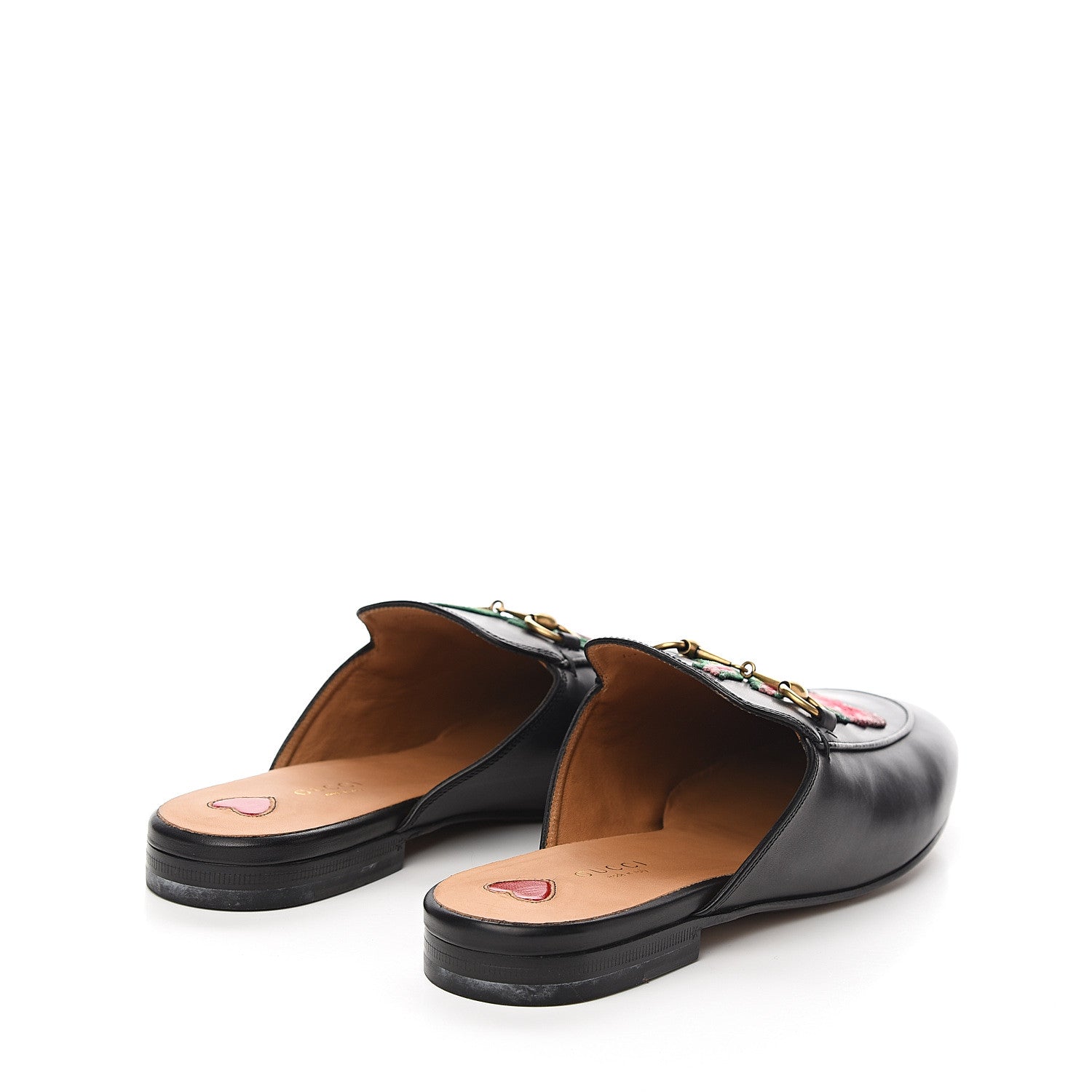 Gucci Calfskin Flower Embroidered Princetown Slippers 39.5 Black 4 of 9