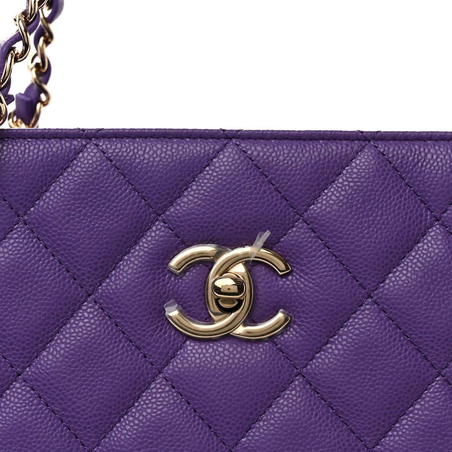 Caviar Quilted Large Classic Shopping Tote Purple