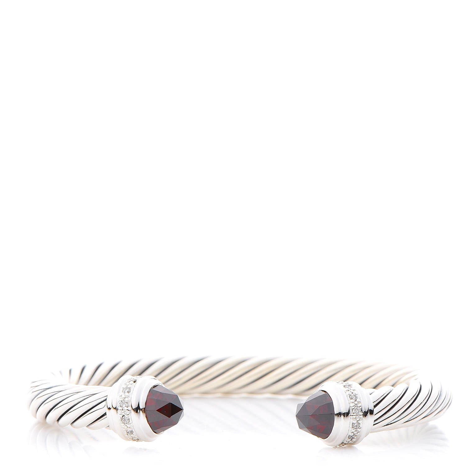 David Yurman Sterling Silver Diamond Garnet 7mm Cable Classics Bracelet 1 of 5