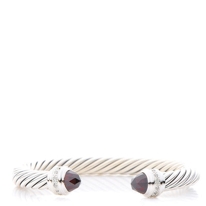David Yurman Sterling Silver Diamond Garnet 7mm Cable Classics Bracelet 1 of 5