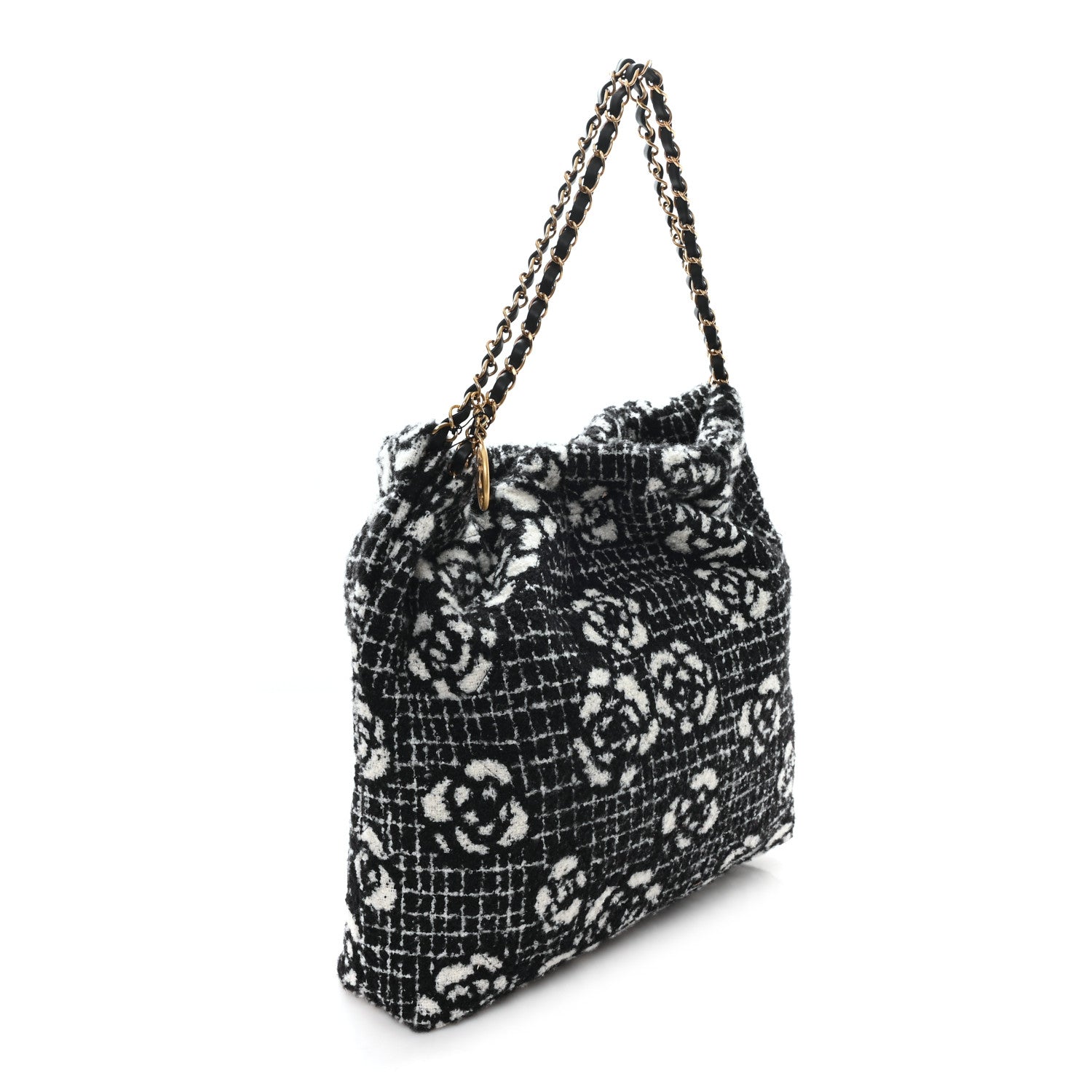 Chanel Cashmere Quilted Camellia Chanel 22 Black White 4 of 12
