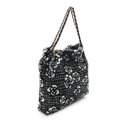 Chanel Cashmere Quilted Camellia Chanel 22 Black White 4 of 12