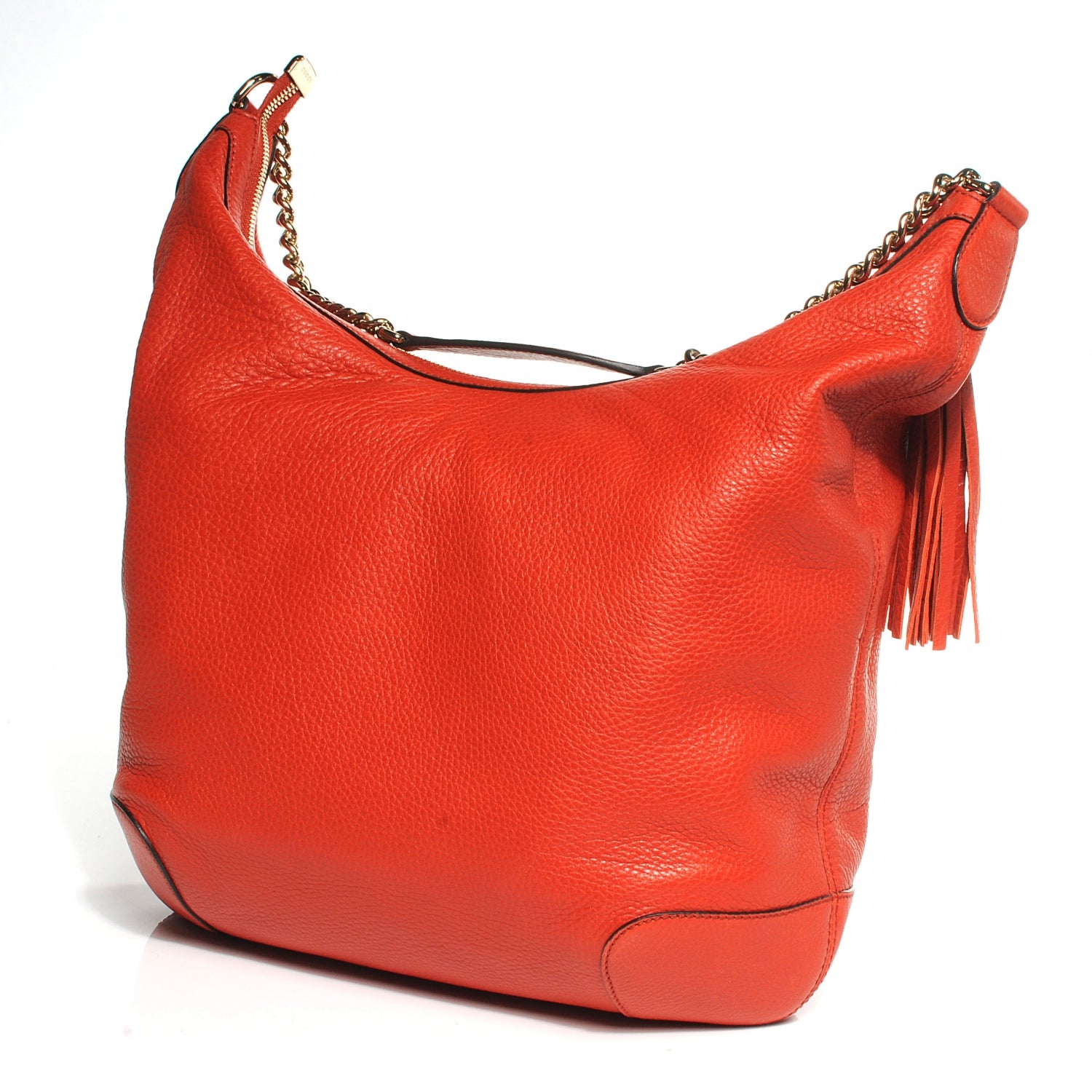 Gucci Pebbled Calfskin Medium Soho Chain Hobo Red 9 of 12