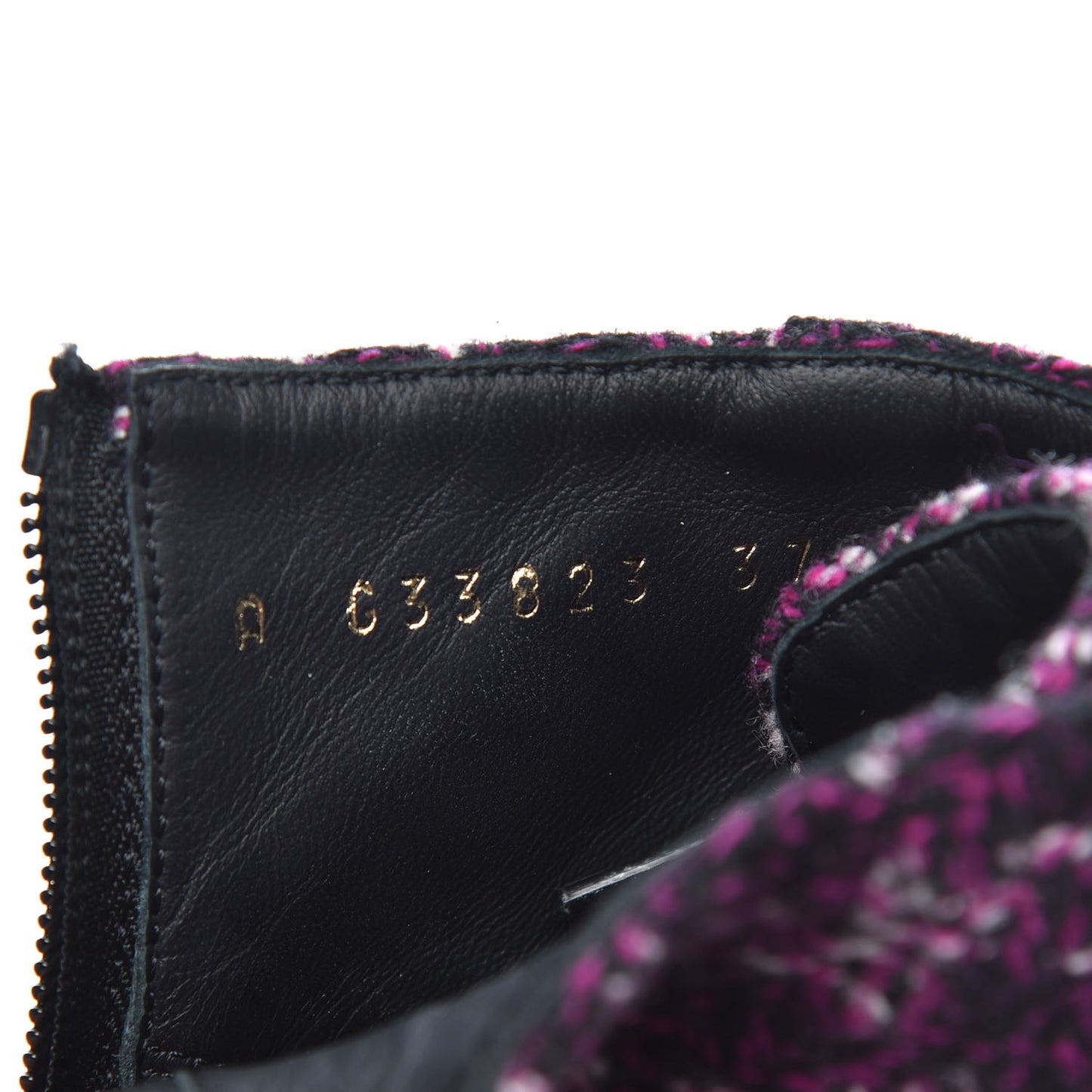 Tweed Pearl Combat Short Boots 37 Purple Black