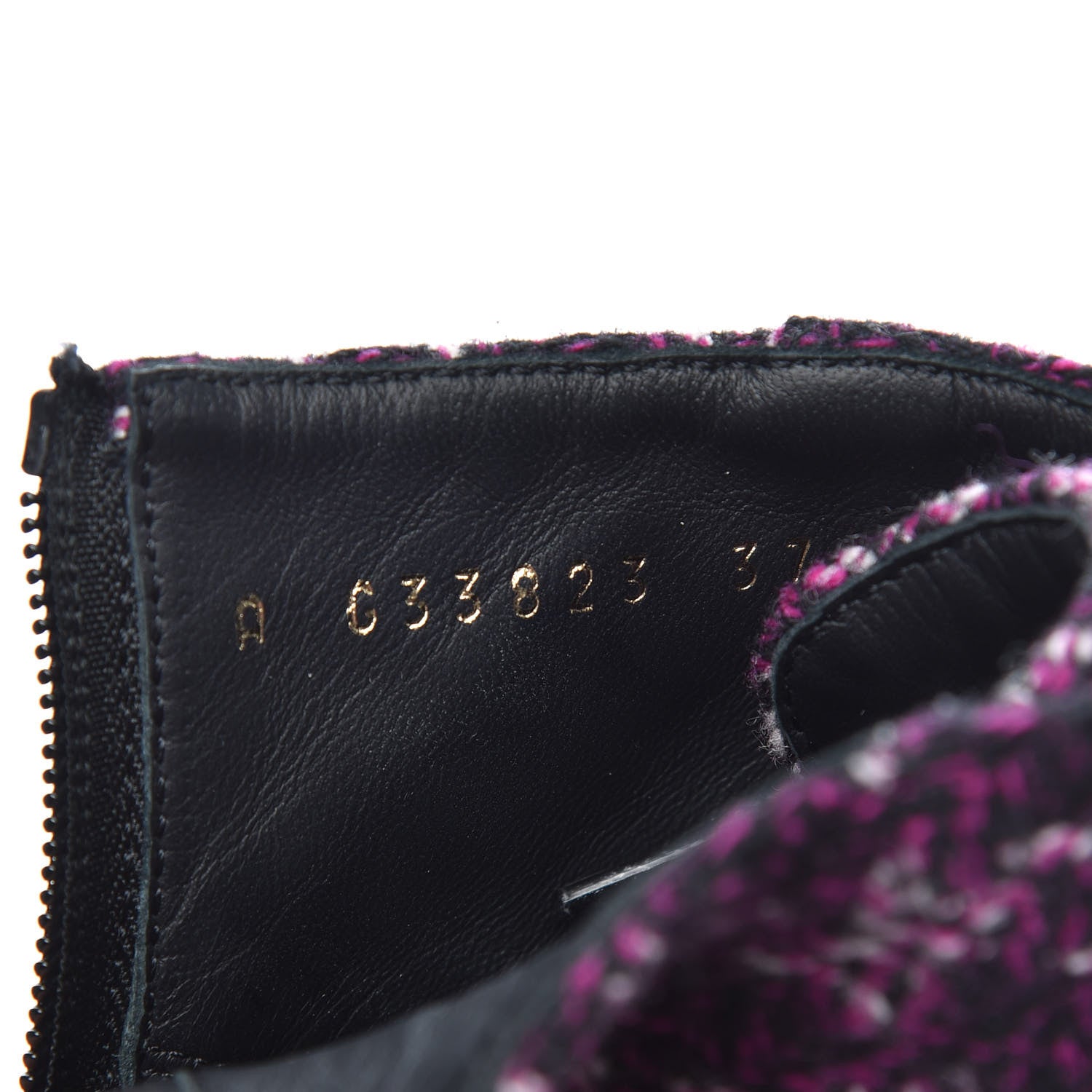 Chanel Tweed Pearl Combat Short Boots 37 Purple Black 7 of 8