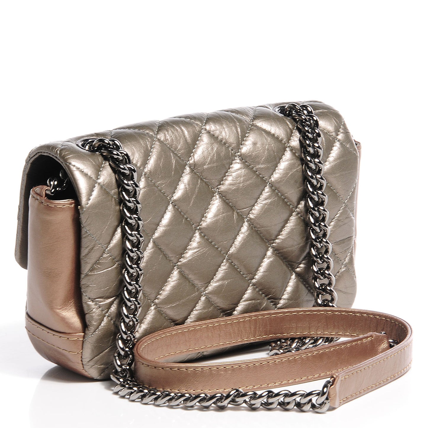Calfskin Lady Pearly Mini Flap Silver