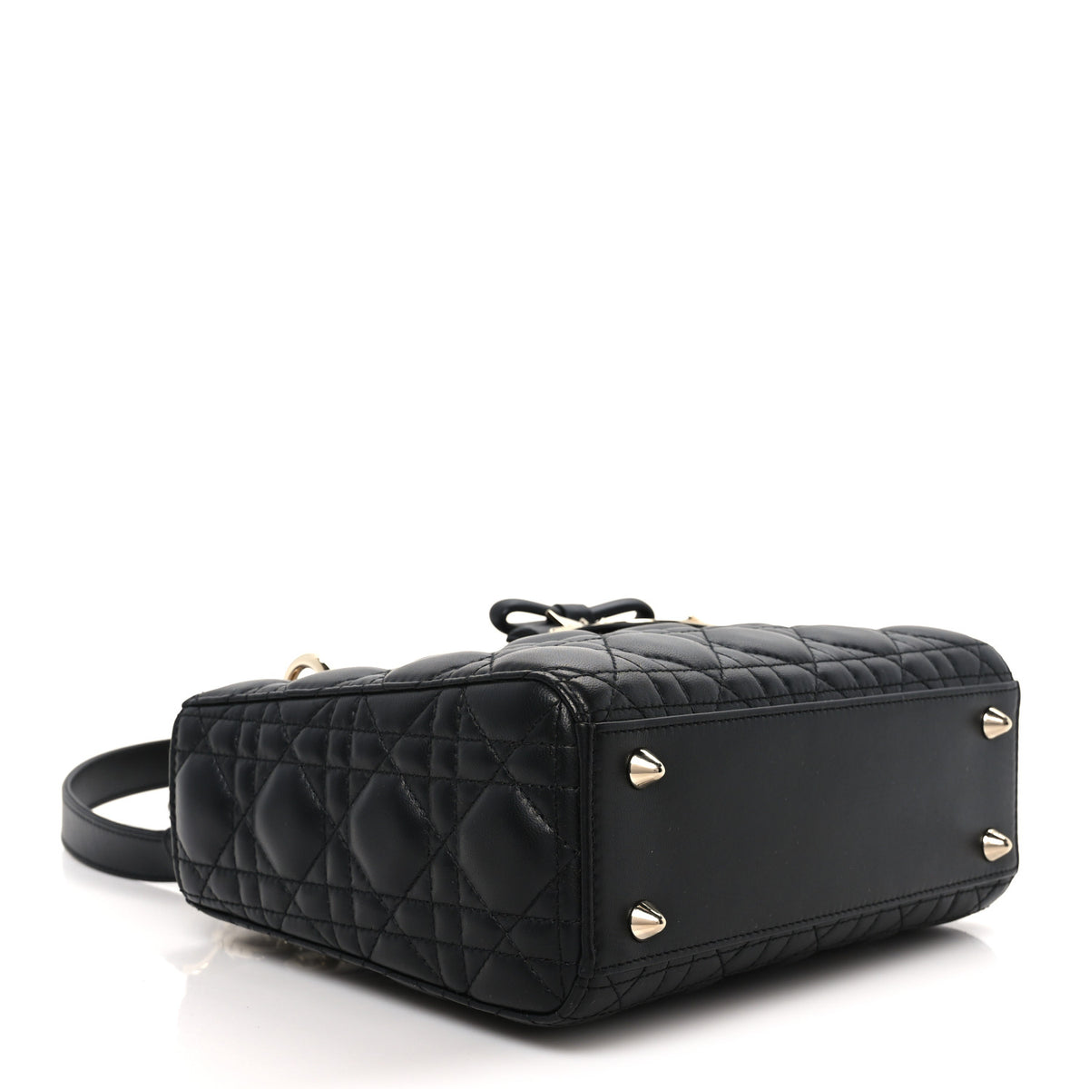 Christian Dior Lambskin Cannage Small Lady Dior With Strap Black 4 of 11