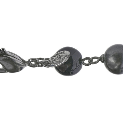 Chanel Ruthenium Pearl Beaded CC Long Necklace Black 5 of 5