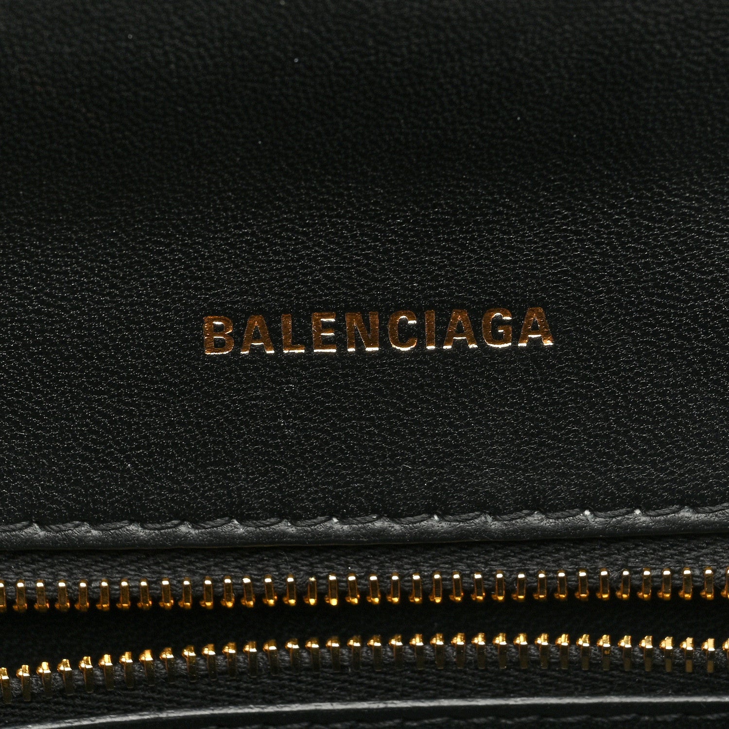 Balenciaga Shiny Calfskin Crocodile Embossed Small Hourglass Top Handle Bag Black 6 of 9