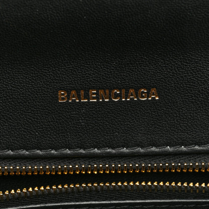 Balenciaga Shiny Calfskin Crocodile Embossed Small Hourglass Top Handle Bag Black 6 of 9