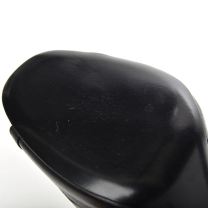 Saint Laurent Calfskin Fake Cocco Jane 105 Peep Toe Ankle Boots 38 Black 9 of 11