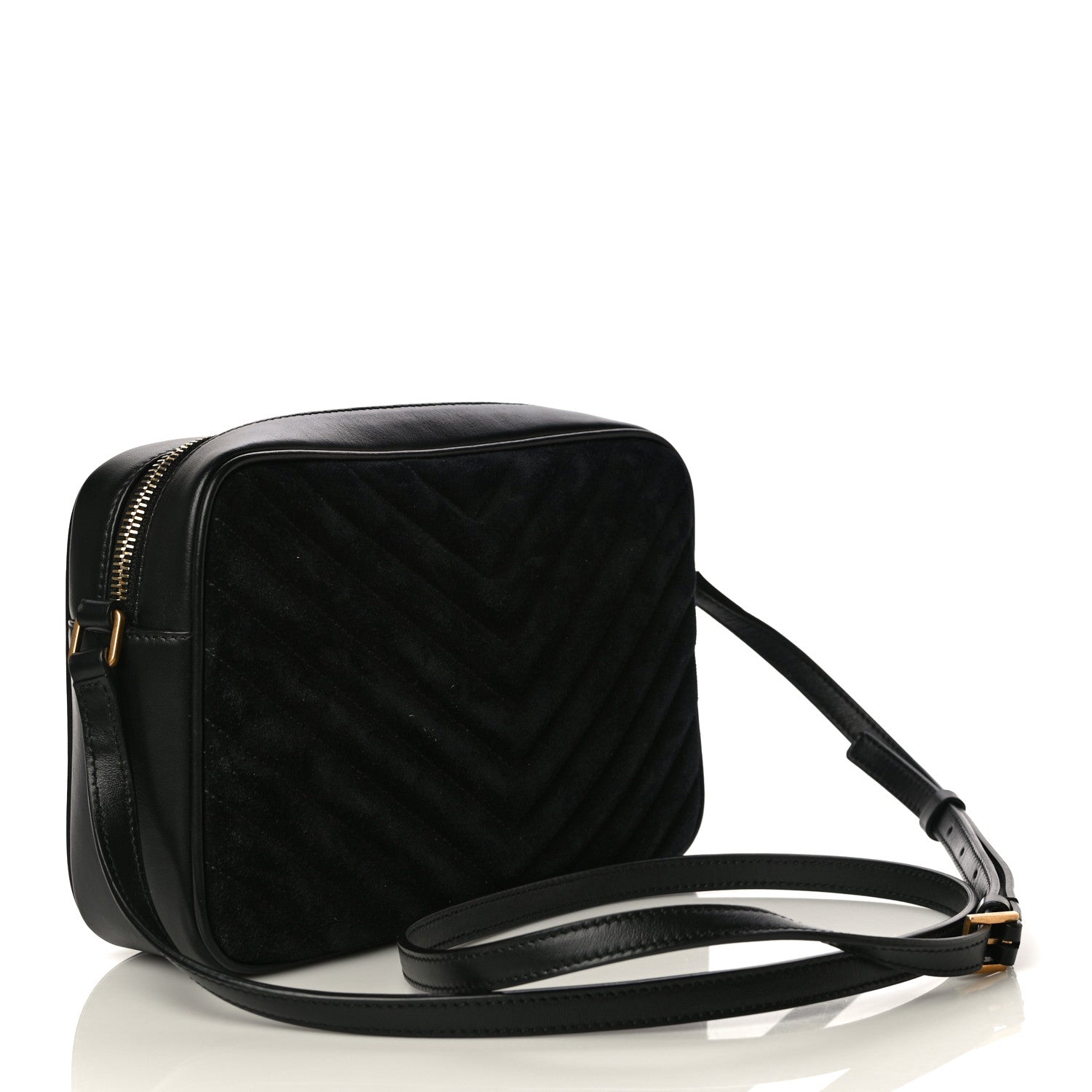 Saint Laurent Suede Calfskin Monogram Lou Camera Bag Black 3 of 14