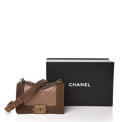 Chanel Aged Calfskin Nubuck Quilted Small Boy Flap Light Brown 14 of 14