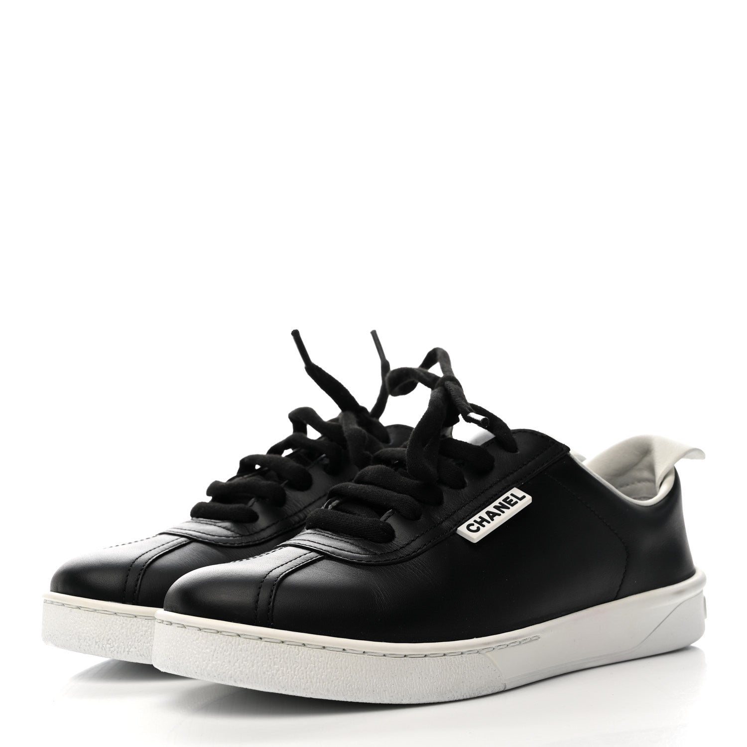 Chanel Calfskin CC Womens Sneakers 36 Black 4 of 10